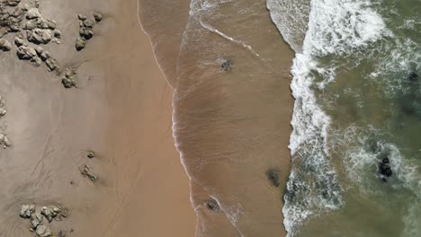 Top-down-view-of-a-empty-beach-with-rocks