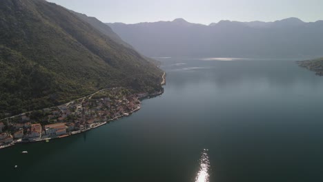 Aerial-view-of-the-paradisiac-and-idyllic-Bay-of-Kotor,-Montenegro