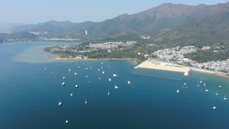 Costa-De-Hong-Kong-Lung-Mei-Tsuen,-Incluida-Una-Extensión-De-Playa-Artificial
