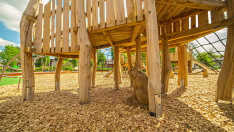 Empty-Wooden-Playground-Under-The-Sun-In-The-Park