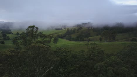 Nambucca-green-Valley-with-low-clouds,-New-South-Wales-in-Australia