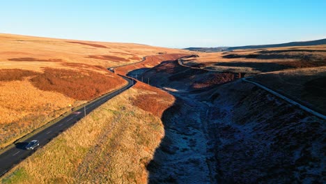 Aerial-View-of-Ripponden-road-A672-Oldham,-Near-Saddleworth-Moor