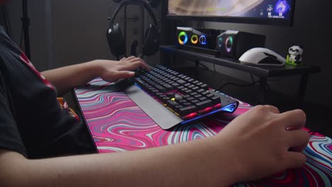 Time-lapse-of-a-male-person-playing-computer-game-for-long-hour-in-bedroom