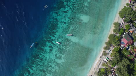 Drone-shot-of-the-blue-water-off-Indonesian-coast-line