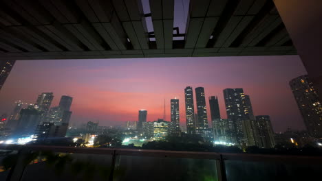 Mumbai-Ciudad-Noche-Timelaps-Amplia-Vista-Día-A-Noche-Horizonte