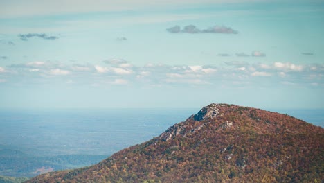 Motion-Timelapse-Of-Clouds-Flying-Above-Old-Rag-Mountain-Peak-In-Shenandoah-National-Park,-Virginia,-USA-During-Autumn
