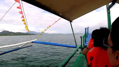 Boat-ride-in-Honda-Bay,-Philippines
