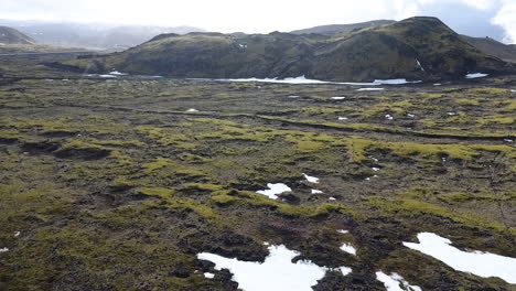 Drone-Shot-Moving-Forward-of-Iceland-Volcanic-Landscape
