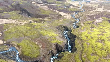 Drone-Shot-Tilting-Down-of-Iceland-River