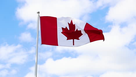Bandera-De-Canadá-Ondeando-Al-Viento-En-Cámara-Lenta