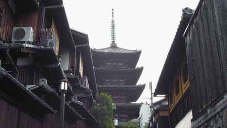 Slide-shot-of-a-temple-medium-shot-in-Kyoto,-Japan-4K-slow-motion