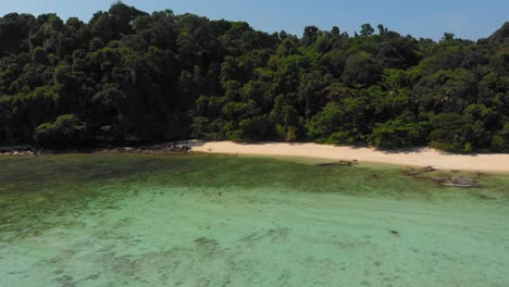 Drone-shot-of-beautiful-paradise-beach-on-Andaman-Sea-island-in-Thailand---Koh-Kradan