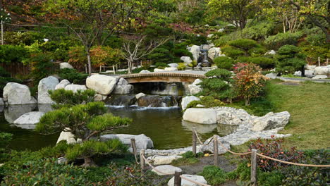 A-beautiful-Japanese-garden-in-Balboa-Park-in-San-Diego,-California---zoom-in