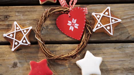 Christmas-cookies-and-decoration-on-wooden-table-4k