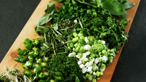 Various-herbs-on-a-chopping-board-4k