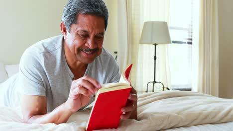 Senior-man-reading-a-noel-in-bedroom-4k