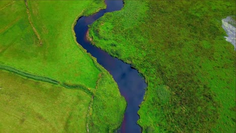 Aerial-view-of-a-river-and-landscape-4k