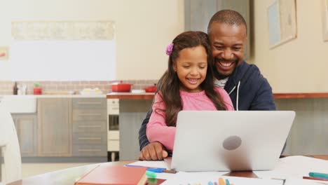 Father-and-daughter-using-laptop-4k