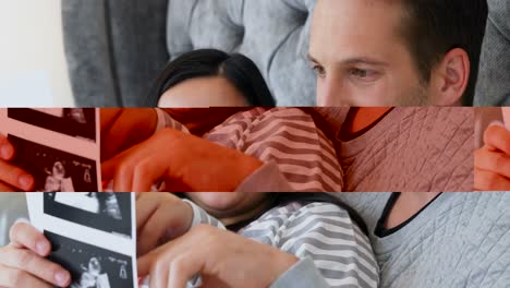 Hombre-Y-Mujer-Embarazada-Mirando-Ecografía-En-El-Dormitorio-4k