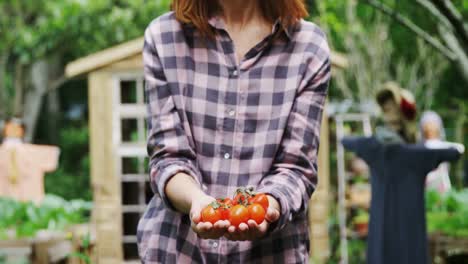 Mature-woman-holding-tomatoes-4k