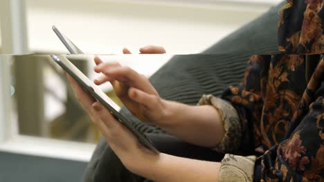 Mujer-De-Negocios-Usando-Tableta-Digital-En-La-Oficina-4k