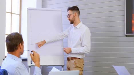Executives-discussing-over-whiteboard-in-conference-room-4k