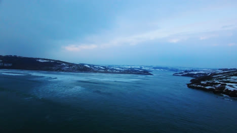 Aerial-view-of-sea-at-dusk-4k