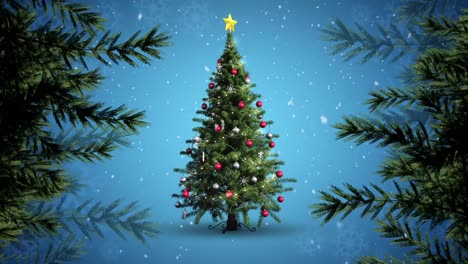 árbol-De-Navidad-Y-Ramas-Y-Nieve