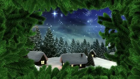 Christmas-tree-border-with-Winter-snow-village