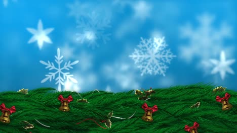 Weihnachtsstechpalmenkranz-Mit-Fallenden-Schneeflocken