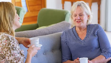 Mother-and-daughter-interacting-with-each-other-while-having-coffee-4k