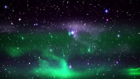 Falling-snow-and-Christmas-night-starry-sky-aurora-borealis