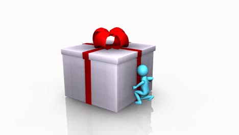 Curious-3D-man-opening-a-gift-box