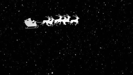 Video-composition-with-falling-snow-over--animation-of--santa-in-sleigh