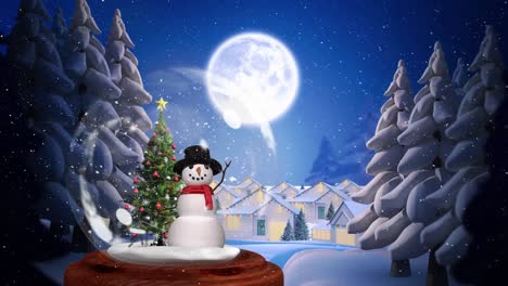 Cute-Christmas-animation-of-snowman-and-tree-4k
