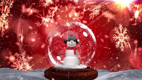 Cute-Christmas-animation-of-snowman-against-bokeh-background-4k