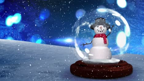 Cute-Christmas-animation-of-snowman-in-snow-globe-4k