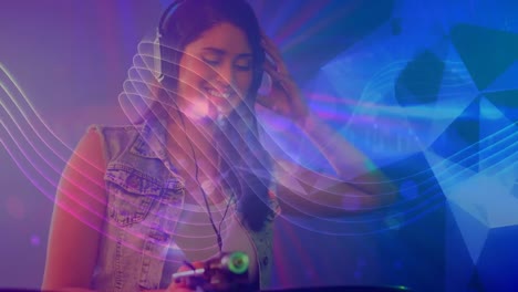 Digital-animation-showing-smiling-disco-jockey-mixing-music-in-pub-4k