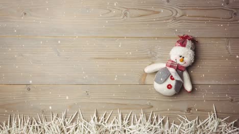 Fallender-Schnee-Mit-Weihnachtlicher-Schneemanndekoration