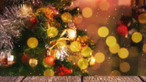 árbol-De-Navidad-Borroso-Combinado-Con-Nieve-Que-Cae