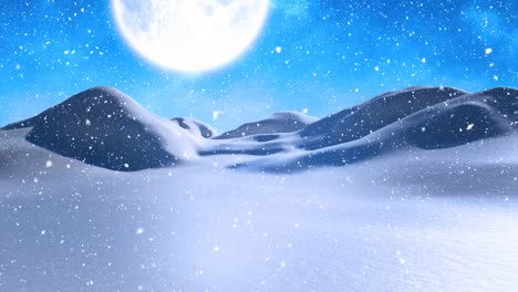Winter-scenery-with-full-moon-and-falling-snowfalling-snow
