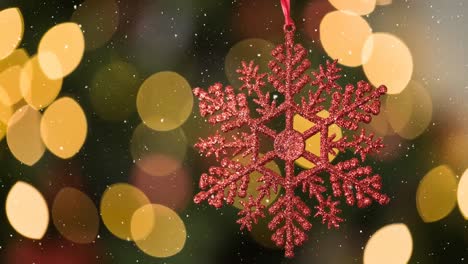 Falling-snow-and-Christmas-snowflake-decoration