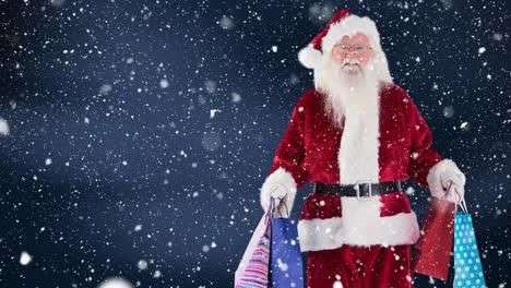 Weihnachtsmann-Mit-Einkaufstüten-Kombiniert-Mit-Fallendem-Schnee