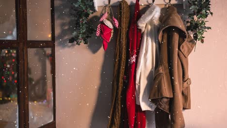 Falling-snow-with-Christmas-coats-decoration