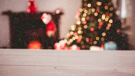 Falling-snow-and-Christmas-home