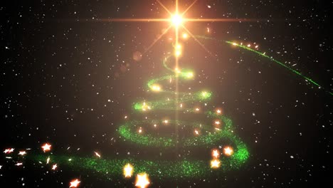 Falling-snow-with-light-Christmas-tree
