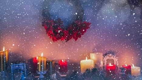 Falling-snow-with-Christmas-candles