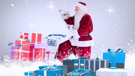 Der-Weihnachtsmann-Liest-Eine-Wunschliste,-Kombiniert-Mit-Fallendem-Schnee