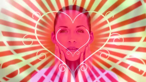 Portrait-of-woman-in-animated-hearts