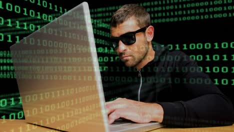 Digitale-Animation-Eines-Hackers,-Der-Den-Laptop-4k-Hackt